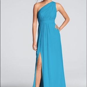 David’s Bridal Long One shoulder crinkle chiffon